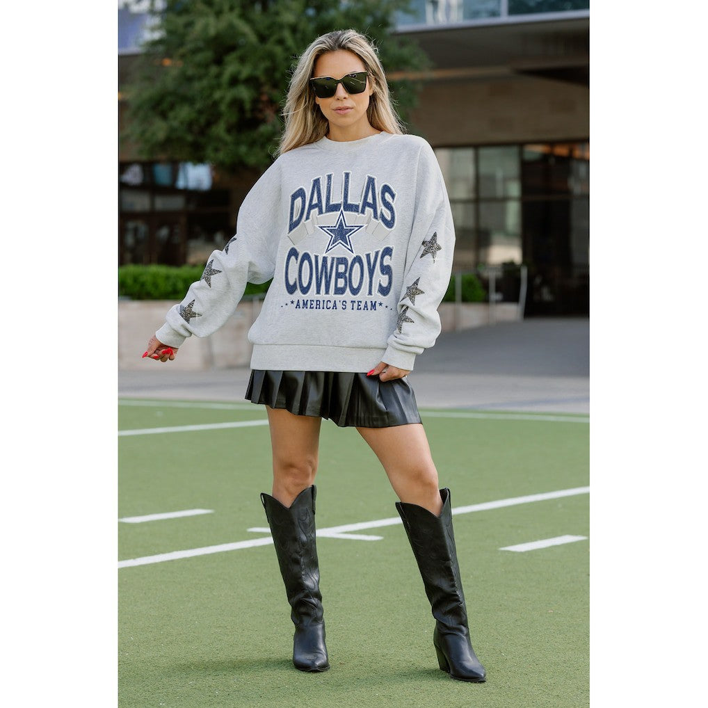 Dallas Cowboys Gameday Couture Women's Resilience Relaxed Rhinestone Pullover Sweatshirt | NFL Online