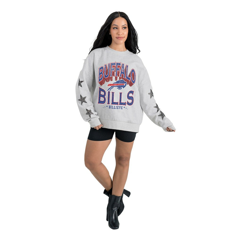 Buffalo Bills Gameday Couture Women's Resilience Relaxed Rhinestone Pullover Sweatshirt | NFL Outlet