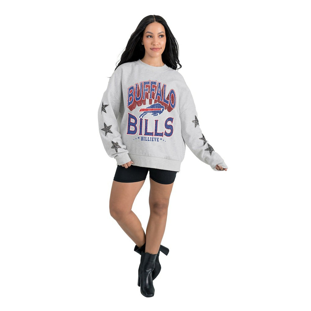 Buffalo Bills Gameday Couture Women's Resilience Relaxed Rhinestone Pullover Sweatshirt | NFL Outlet