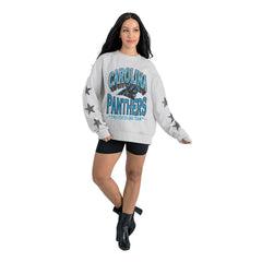 Carolina Panthers Gameday Couture Women's Resilience Relaxed Rhinestone Pullover Sweatshirt | NFL New