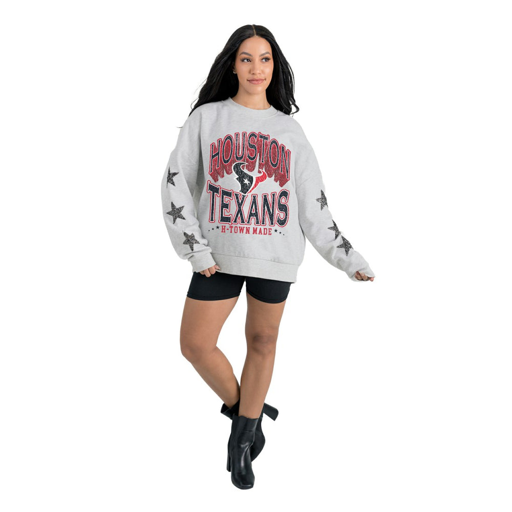 Houston Texans Gameday Couture Women's Resilience Relaxed Rhinestone Pullover Sweatshirt | NFL Online