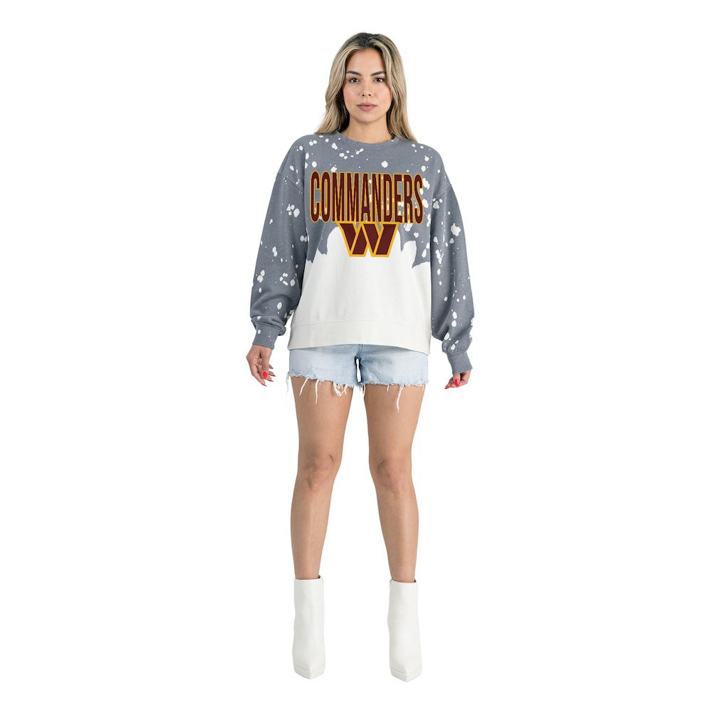 Washington Commanders Gameday Couture Women's Oversized Faded Wash Tri-Blend Pullover Sweatshirt | NFL US