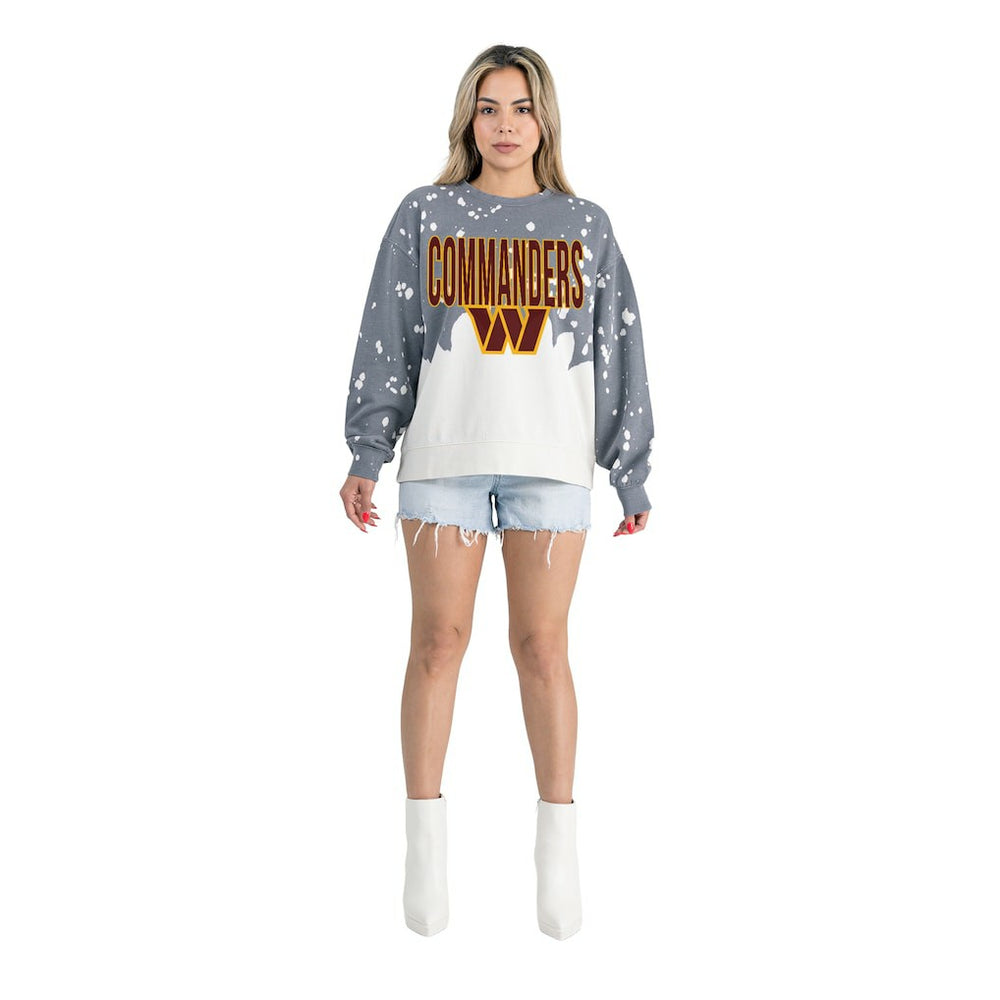 Washington Commanders Gameday Couture Women's Oversized Faded Wash Tri-Blend Pullover Sweatshirt | NFL US