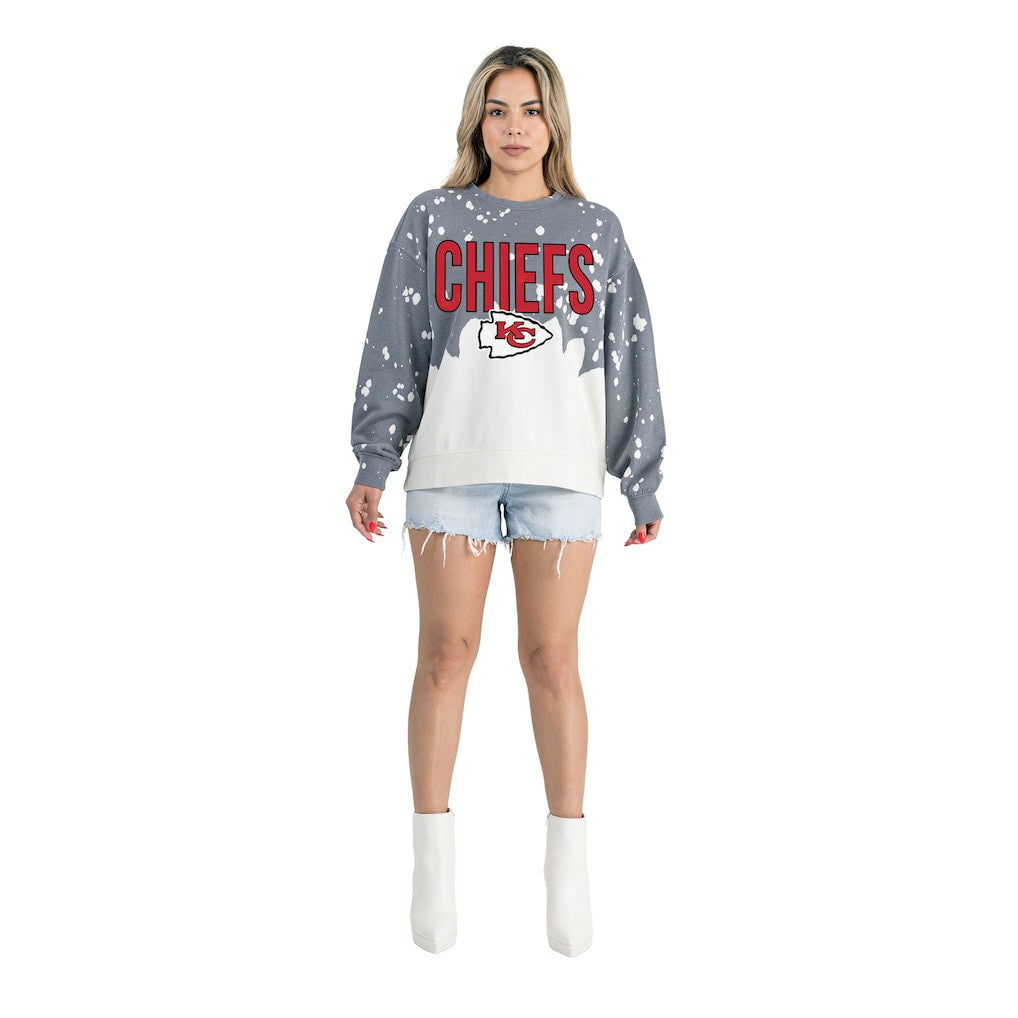 Kansas City Chiefs Gameday Couture Women's Oversized Faded Wash Tri-Blend Pullover Sweatshirt | NFL Online