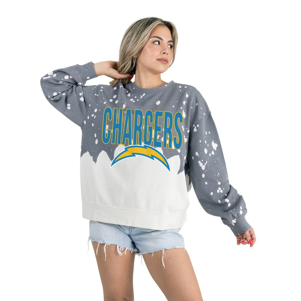 Los Angeles Chargers Gameday Couture Women's Oversized Faded Wash Tri-Blend Pullover Sweatshirt | NFL Outlet