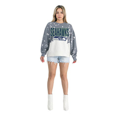 Seattle Seahawks Gameday Couture Women's Oversized Faded Wash Tri-Blend Pullover Sweatshirt | NFL Online