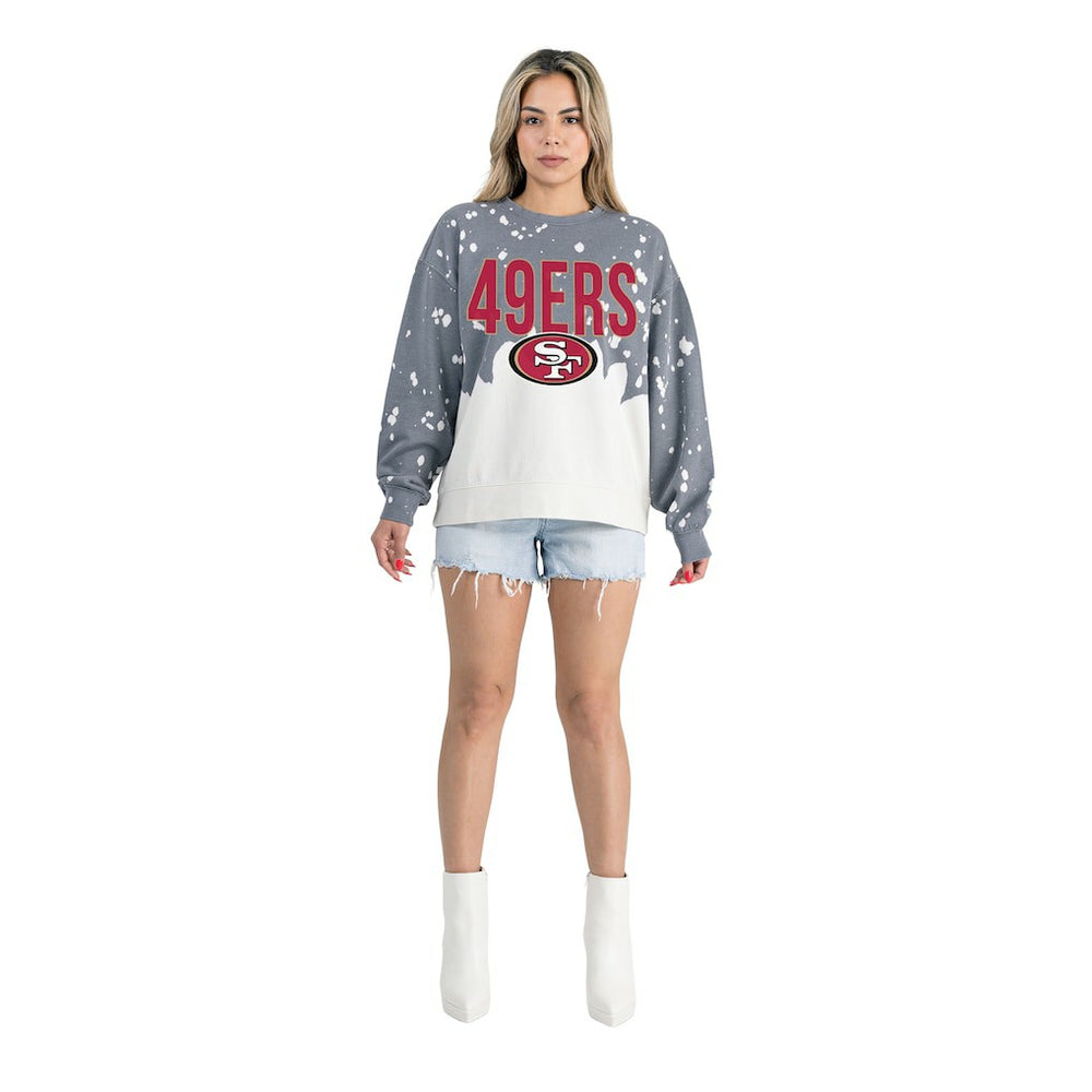 San Francisco 49ers Gameday Couture Women's Oversized Faded Wash Tri-Blend Pullover Sweatshirt | NFL Hot