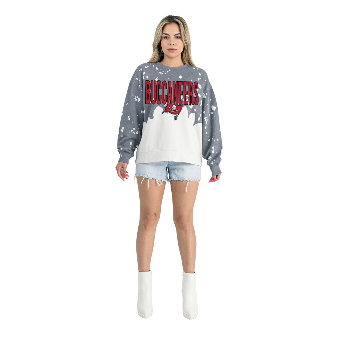 Tampa Bay Buccaneers Gameday Couture Women's Oversized Faded Wash Tri-Blend Pullover Sweatshirt | NFL Sale