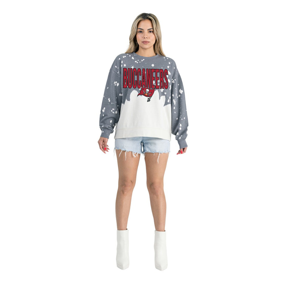Tampa Bay Buccaneers Gameday Couture Women's Oversized Faded Wash Tri-Blend Pullover Sweatshirt | NFL Sale