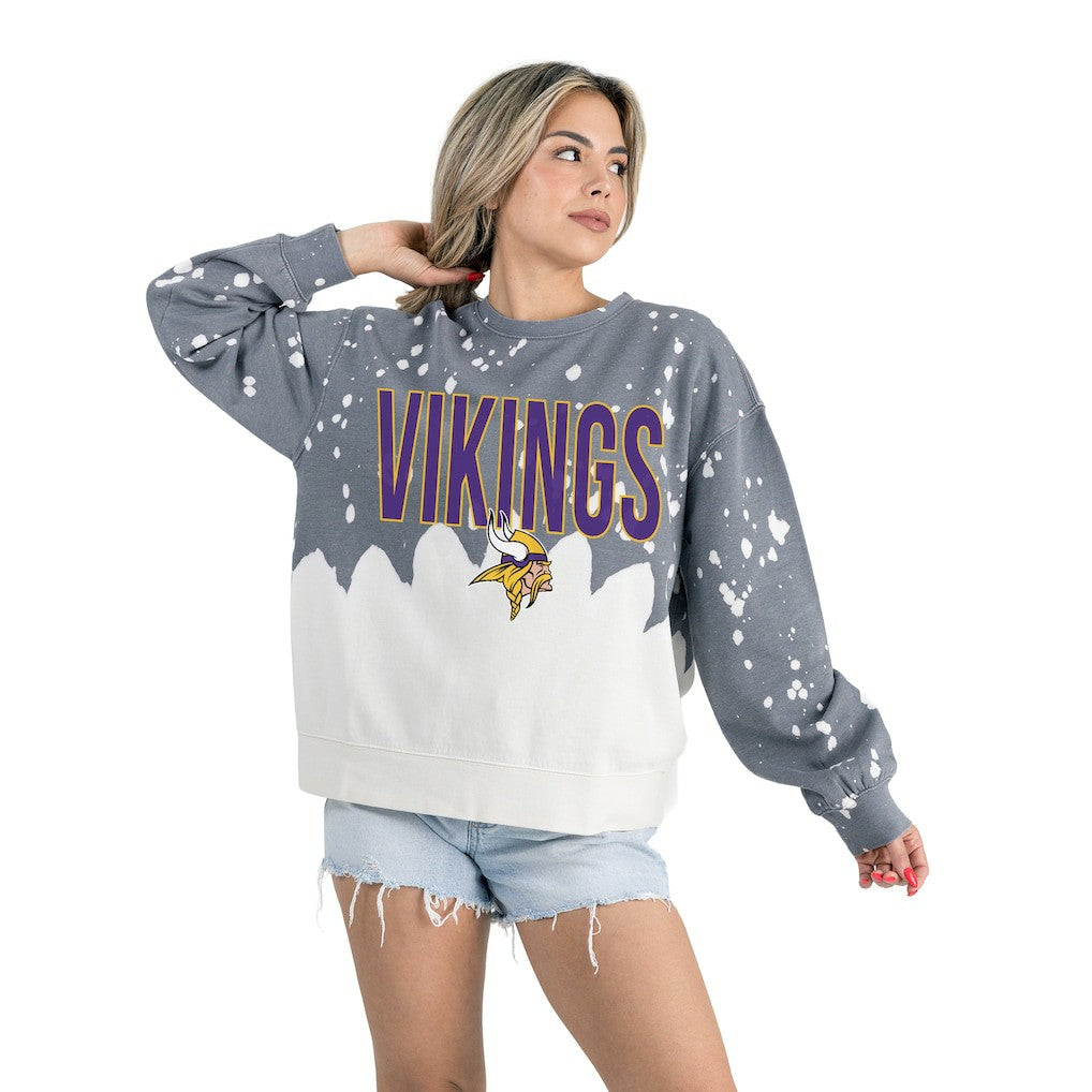 Minnesota Vikings Gameday Couture Women's Oversized Faded Wash Tri-Blend Pullover Sweatshirt | NFL Sale