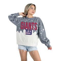 New York Giants Gameday Couture Women's Oversized Faded Wash Tri-Blend Pullover Sweatshirt | NFL Discount