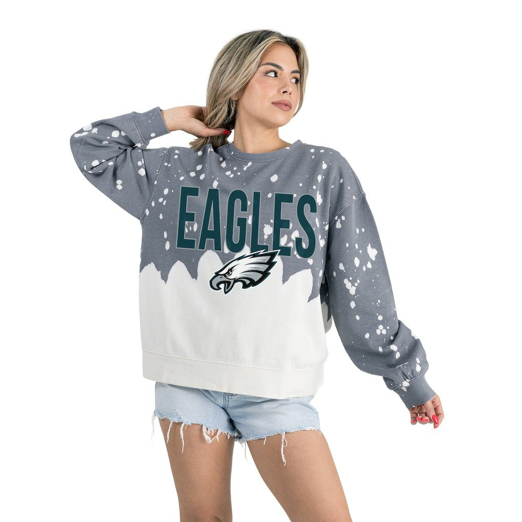 Philadelphia Eagles Gameday Couture Women's Oversized Faded Wash Tri-Blend Pullover Sweatshirt | NFL Sale