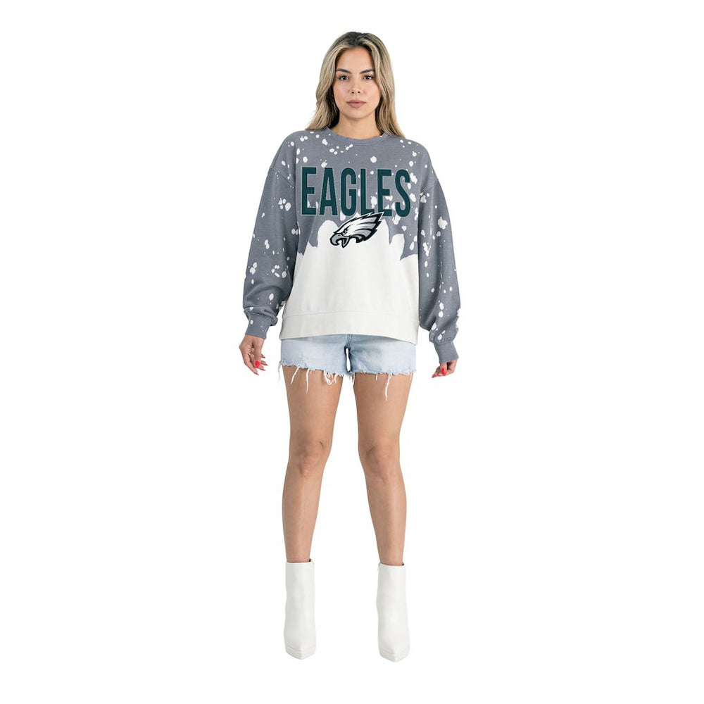 Philadelphia Eagles Gameday Couture Women's Oversized Faded Wash Tri-Blend Pullover Sweatshirt | NFL Sale