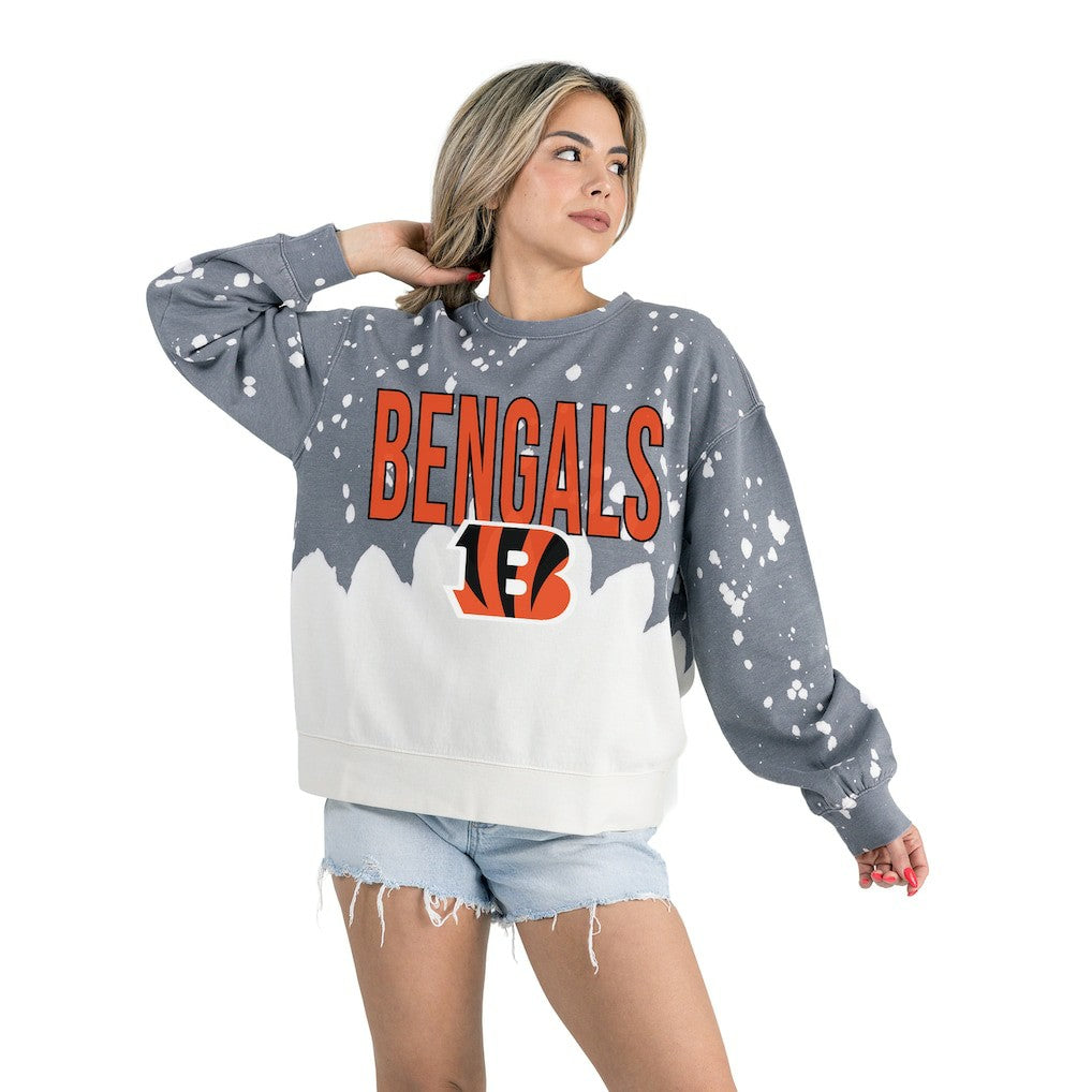 Cincinnati Bengals Gameday Couture Women's Oversized Faded Wash Tri-Blend Pullover Sweatshirt | NFL On sale