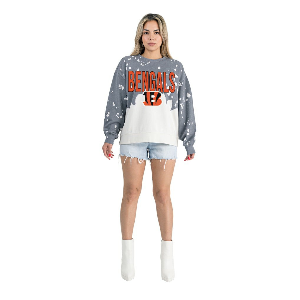 Cincinnati Bengals Gameday Couture Women's Oversized Faded Wash Tri-Blend Pullover Sweatshirt | NFL On sale