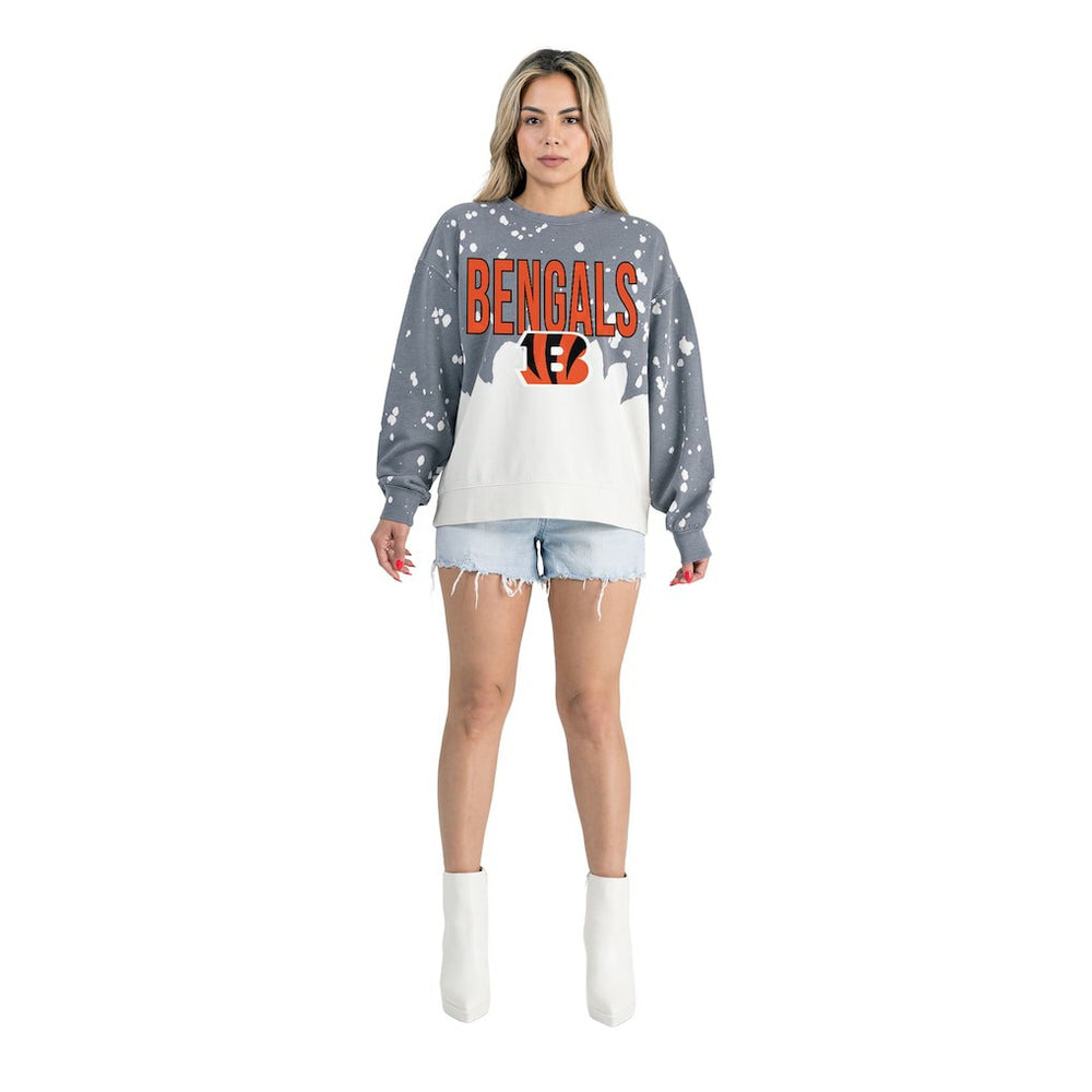 Cincinnati Bengals Gameday Couture Women's Oversized Faded Wash Tri-Blend Pullover Sweatshirt | NFL On sale