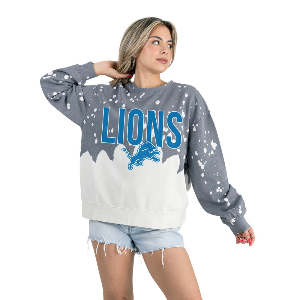 Detroit Lions Gameday Couture Women's Oversized Faded Wash Tri-Blend Pullover Sweatshirt | NFL Near me