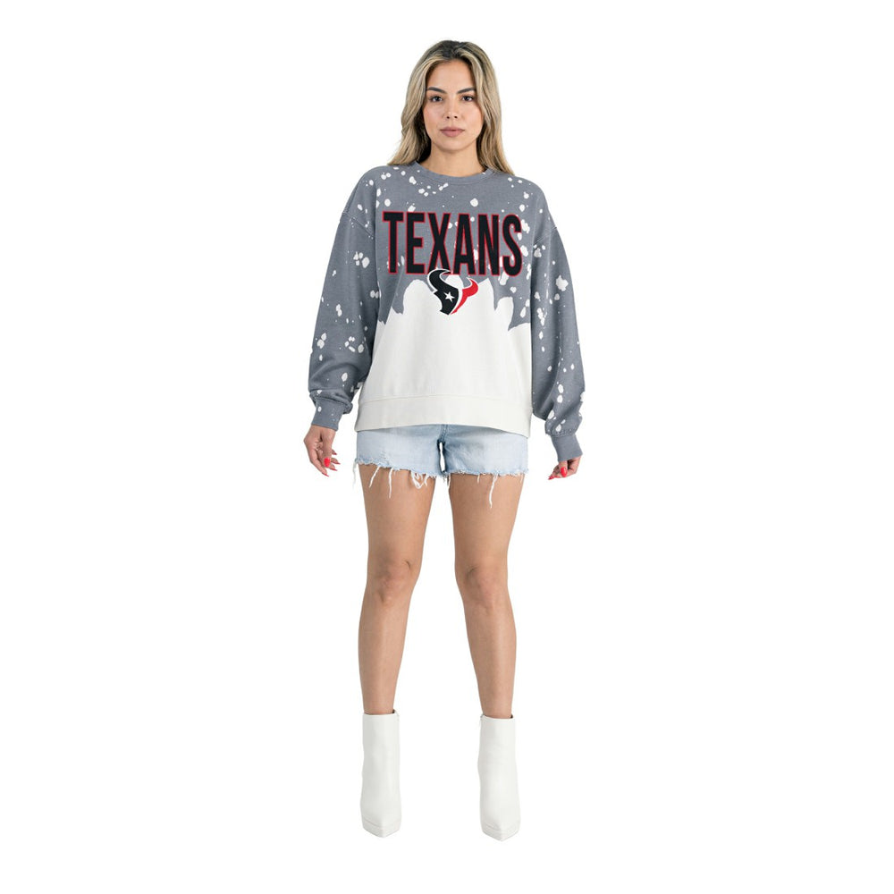 Houston Texans Gameday Couture Women's Oversized Faded Wash Tri-Blend Pullover Sweatshirt | NFL Hot
