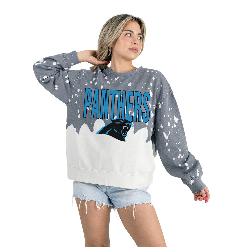 Carolina Panthers Gameday Couture Women's Oversized Faded Wash Tri-Blend Pullover Sweatshirt | NFL Outlet
