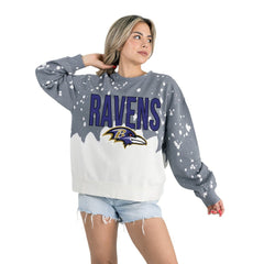 Baltimore Ravens Gameday Couture Women's Oversized Faded Wash Tri-Blend Pullover Sweatshirt | NFL Sale