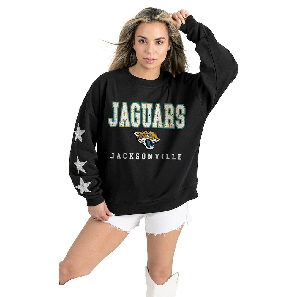 Jacksonville Jaguars Gameday Couture Women's Velocity Relaxed Rhinestone Pullover Sweatshirt | NFL New