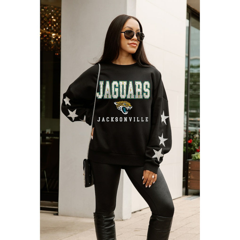 Jacksonville Jaguars Gameday Couture Women's Velocity Relaxed Rhinestone Pullover Sweatshirt | NFL New