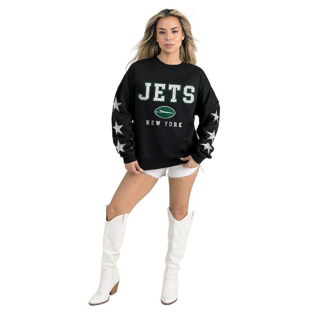 New York Jets Gameday Couture Women's Velocity Relaxed Rhinestone Pullover Sweatshirt | NFL Online