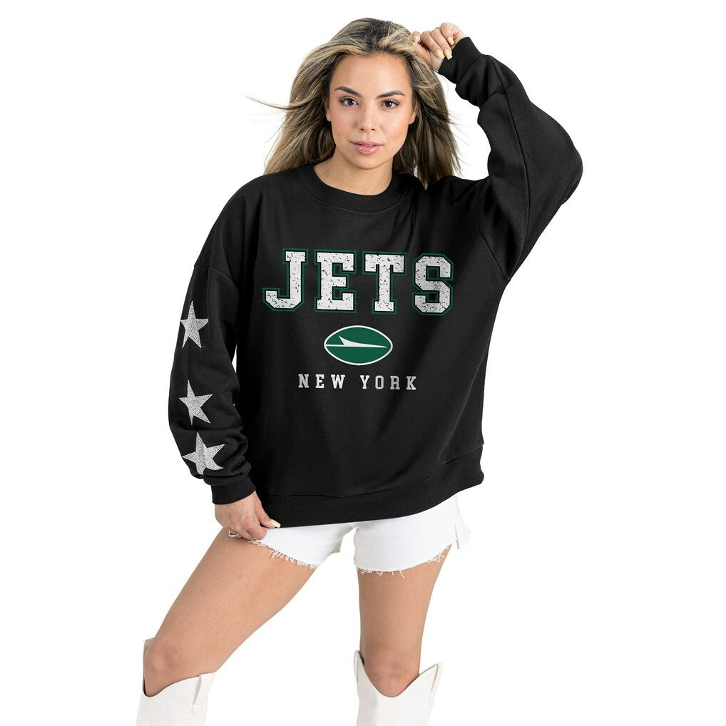 New York Jets Gameday Couture Women's Velocity Relaxed Rhinestone Pullover Sweatshirt | NFL Online