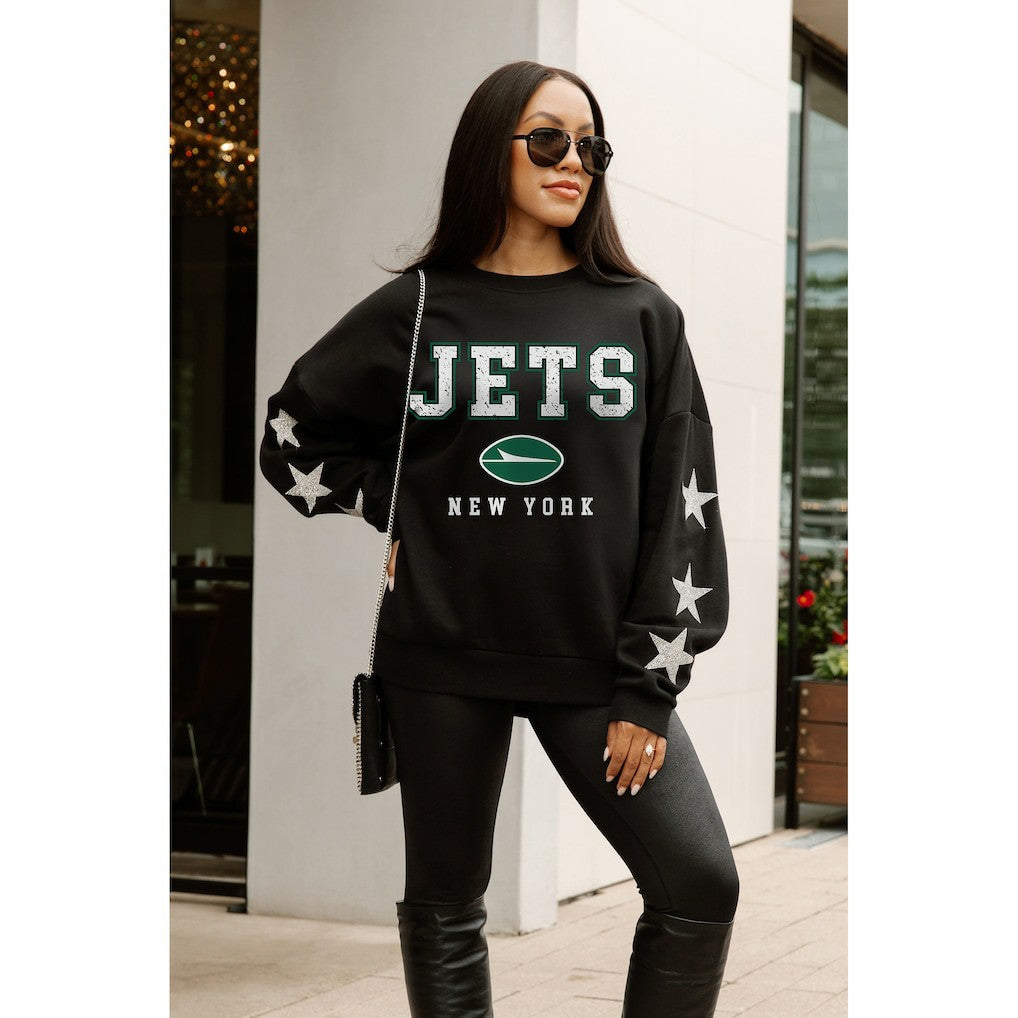 New York Jets Gameday Couture Women's Velocity Relaxed Rhinestone Pullover Sweatshirt | NFL Online