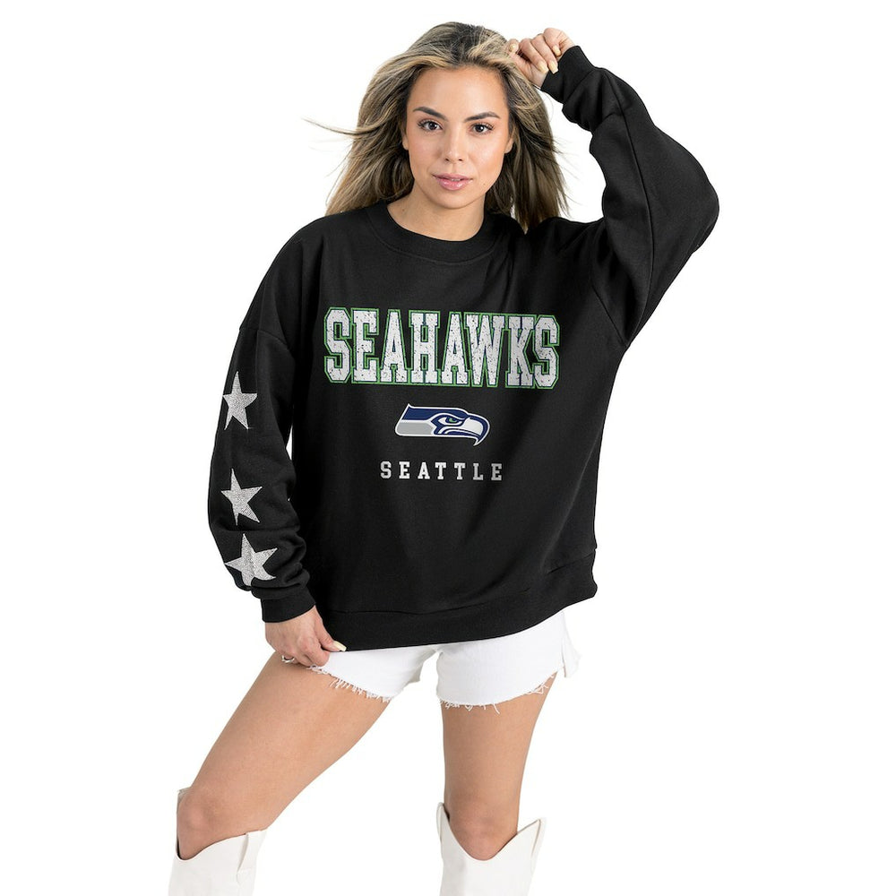 Seattle Seahawks Gameday Couture Women's Velocity Relaxed Rhinestone Pullover Sweatshirt | NFL Near me