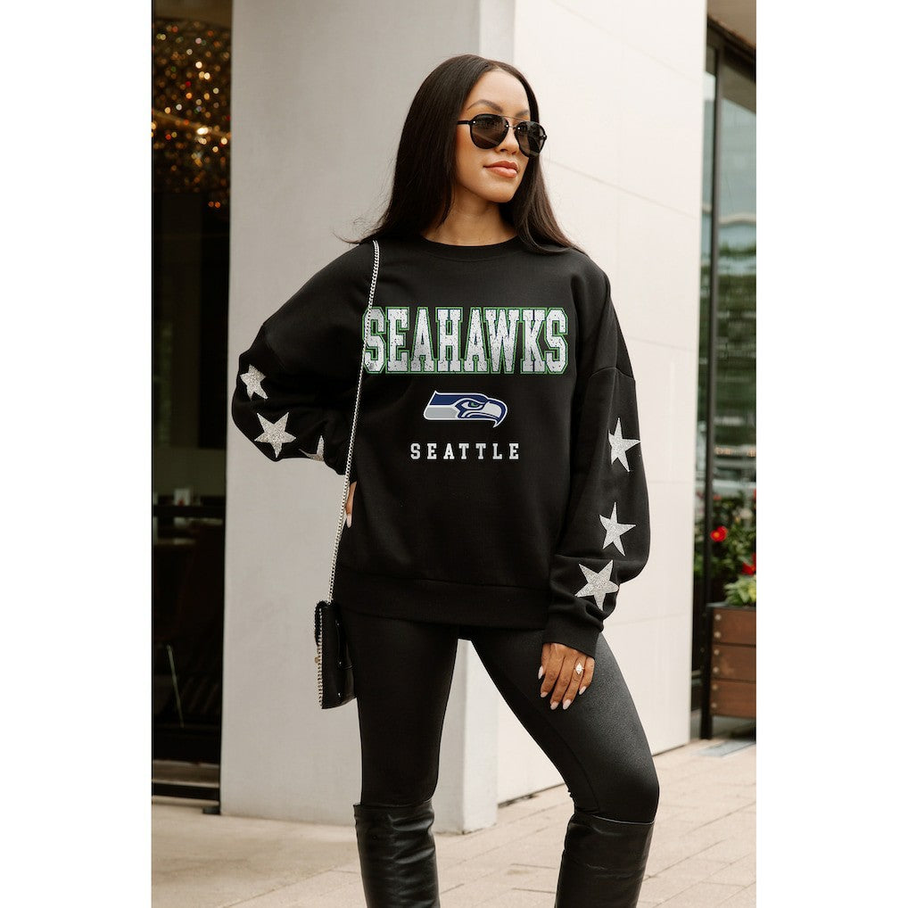 Seattle Seahawks Gameday Couture Women's Velocity Relaxed Rhinestone Pullover Sweatshirt | NFL Near me