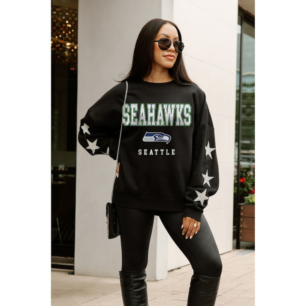 Seattle Seahawks Gameday Couture Women's Velocity Relaxed Rhinestone Pullover Sweatshirt | NFL Near me