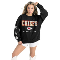 Kansas City Chiefs Gameday Couture Women's Velocity Relaxed Rhinestone Pullover Sweatshirt | NFL New