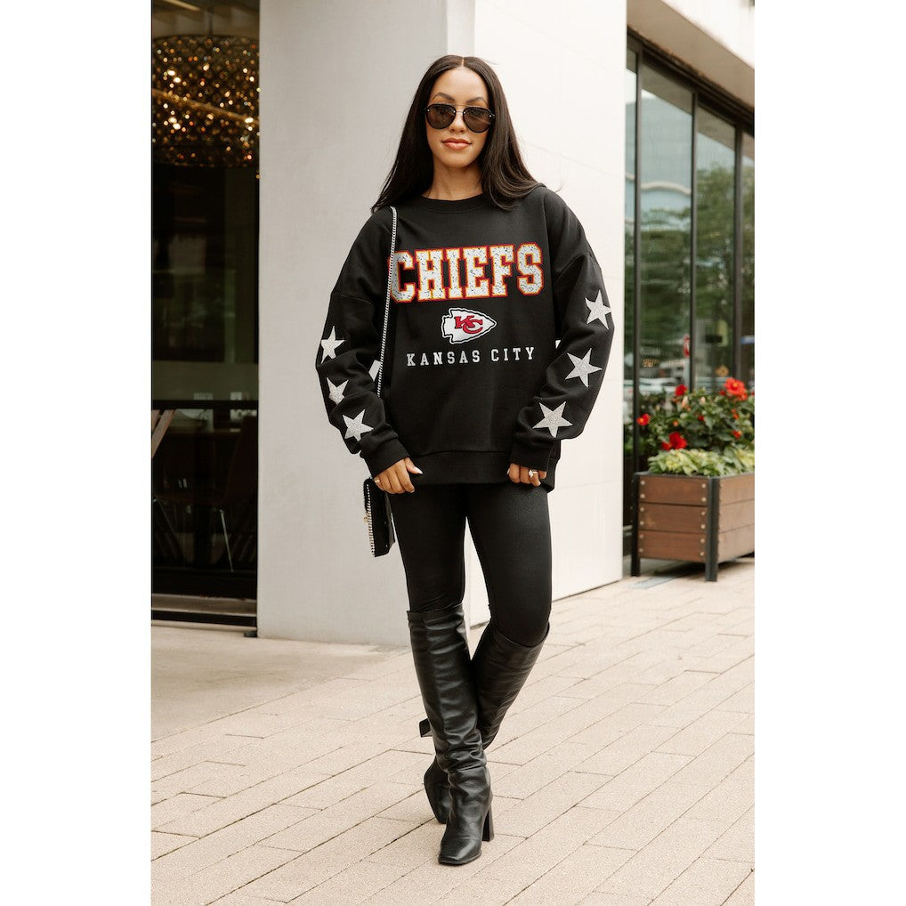 Kansas City Chiefs Gameday Couture Women's Velocity Relaxed Rhinestone Pullover Sweatshirt | NFL New