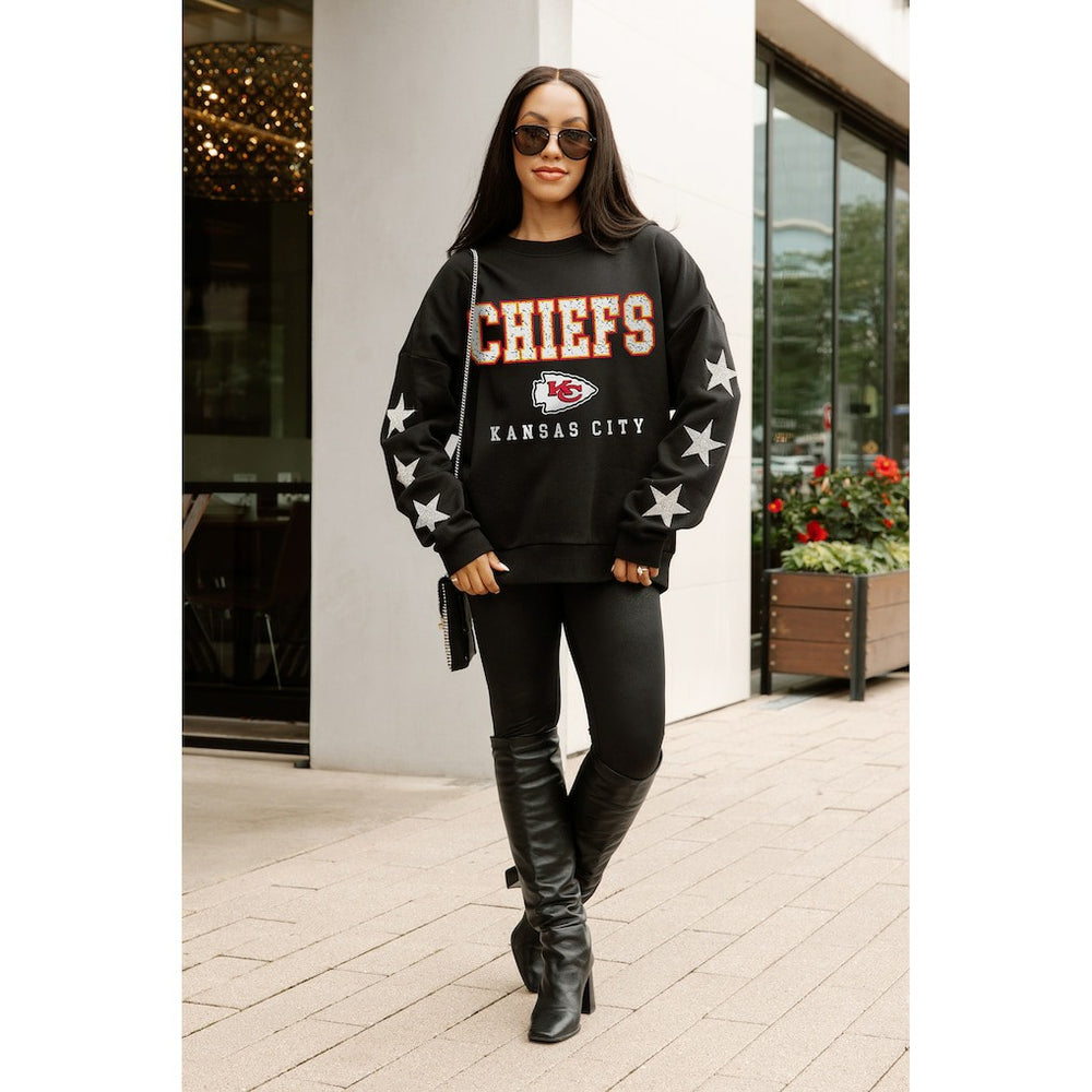 Kansas City Chiefs Gameday Couture Women's Velocity Relaxed Rhinestone Pullover Sweatshirt | NFL New