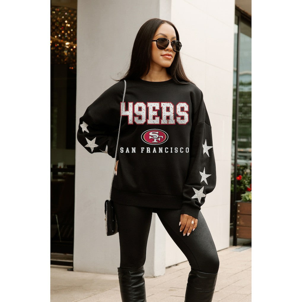 San Francisco 49ers Gameday Couture Women's Velocity Relaxed Rhinestone Pullover Sweatshirt | NFL Hot