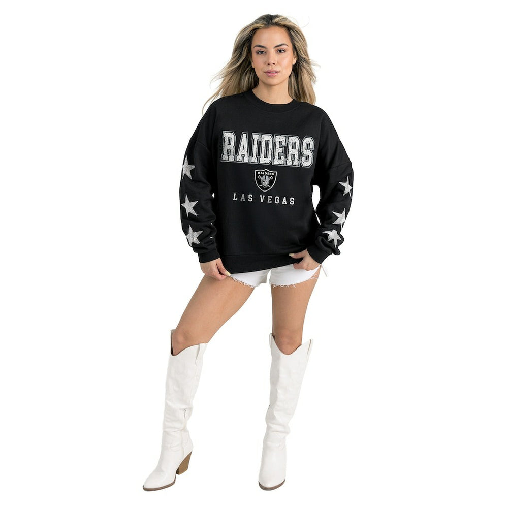 Las Vegas Raiders Gameday Couture Women's Velocity Relaxed Rhinestone Pullover Sweatshirt | NFL Hot