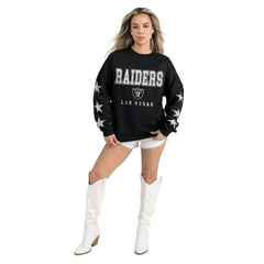 Las Vegas Raiders Gameday Couture Women's Velocity Relaxed Rhinestone Pullover Sweatshirt | NFL Hot