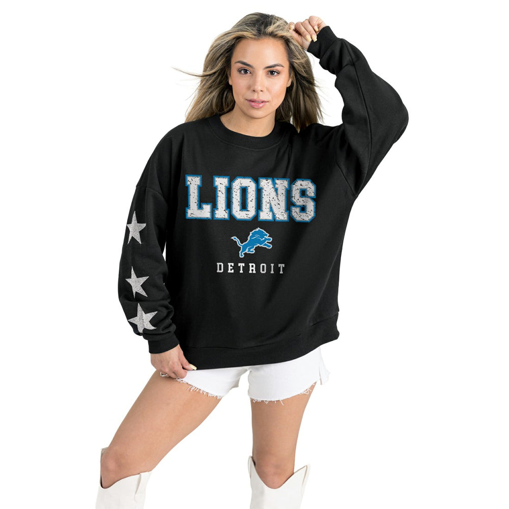 Detroit Lions Gameday Couture Women's Velocity Relaxed Rhinestone Pullover Sweatshirt | NFL US