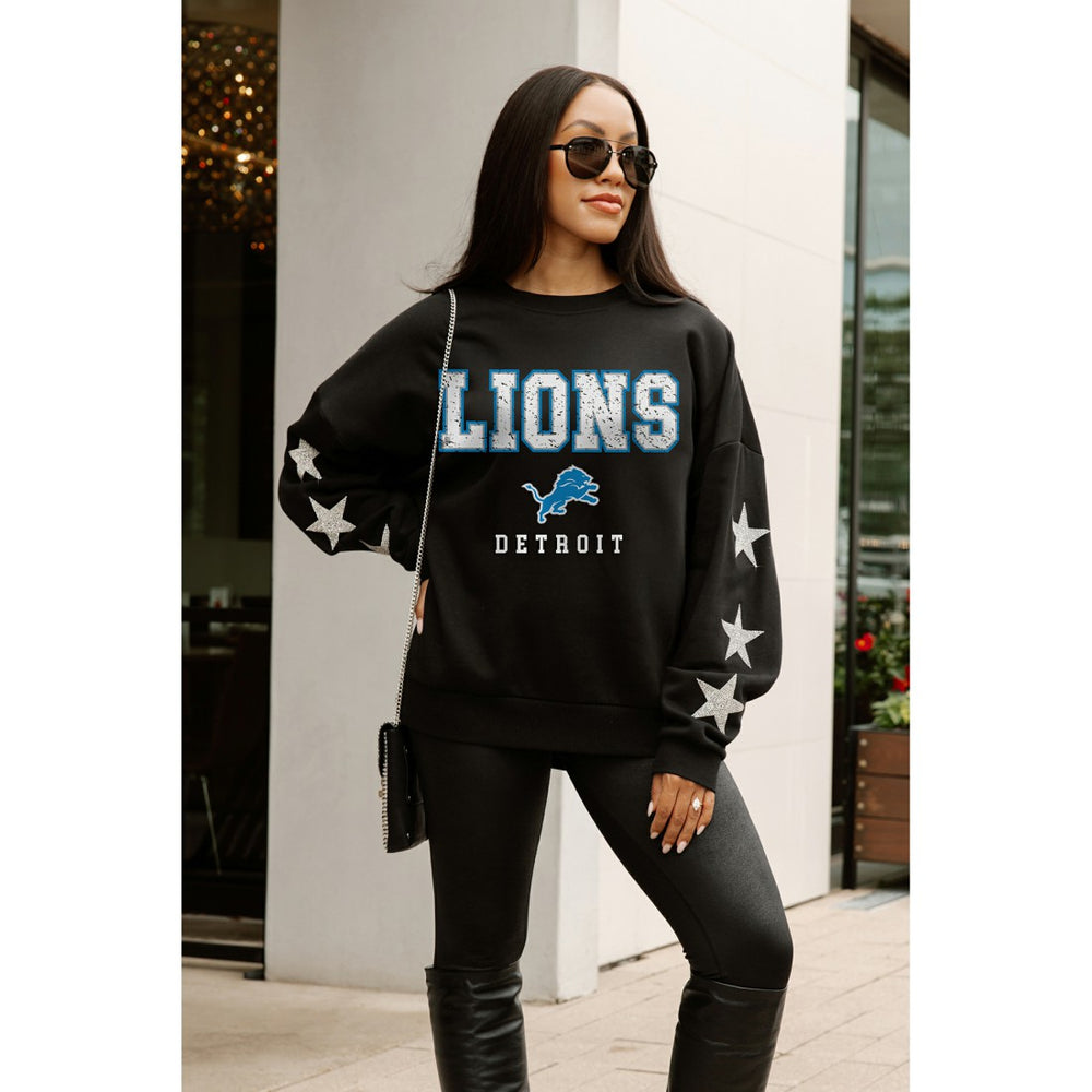 Detroit Lions Gameday Couture Women's Velocity Relaxed Rhinestone Pullover Sweatshirt | NFL US