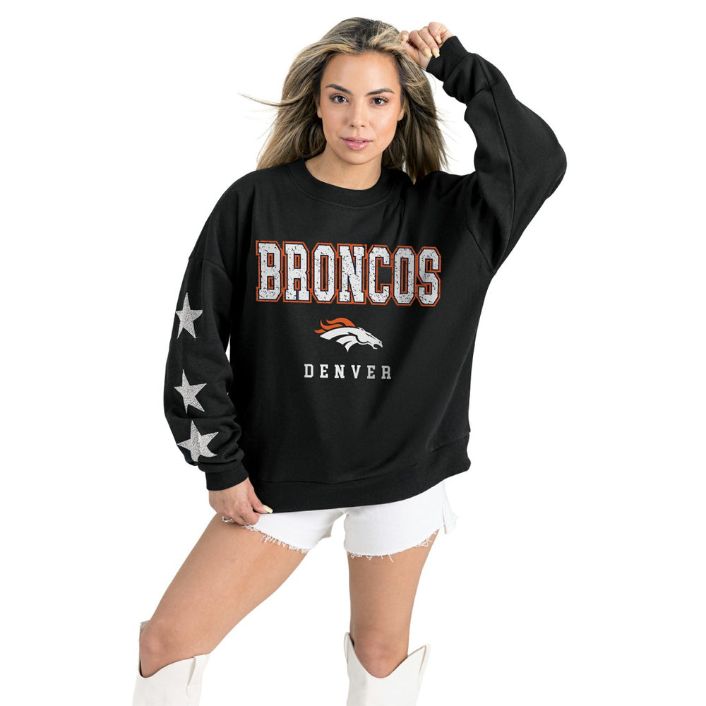 Denver Broncos Gameday Couture Women's Velocity Relaxed Rhinestone Pullover Sweatshirt | NFL Online