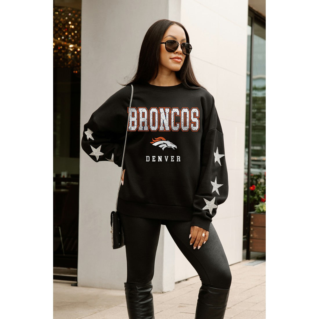 Denver Broncos Gameday Couture Women's Velocity Relaxed Rhinestone Pullover Sweatshirt | NFL Online