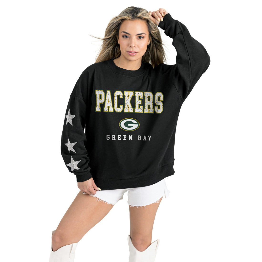 Green Bay Packers Gameday Couture Women's Velocity Relaxed Rhinestone Pullover Sweatshirt | NFL On sale