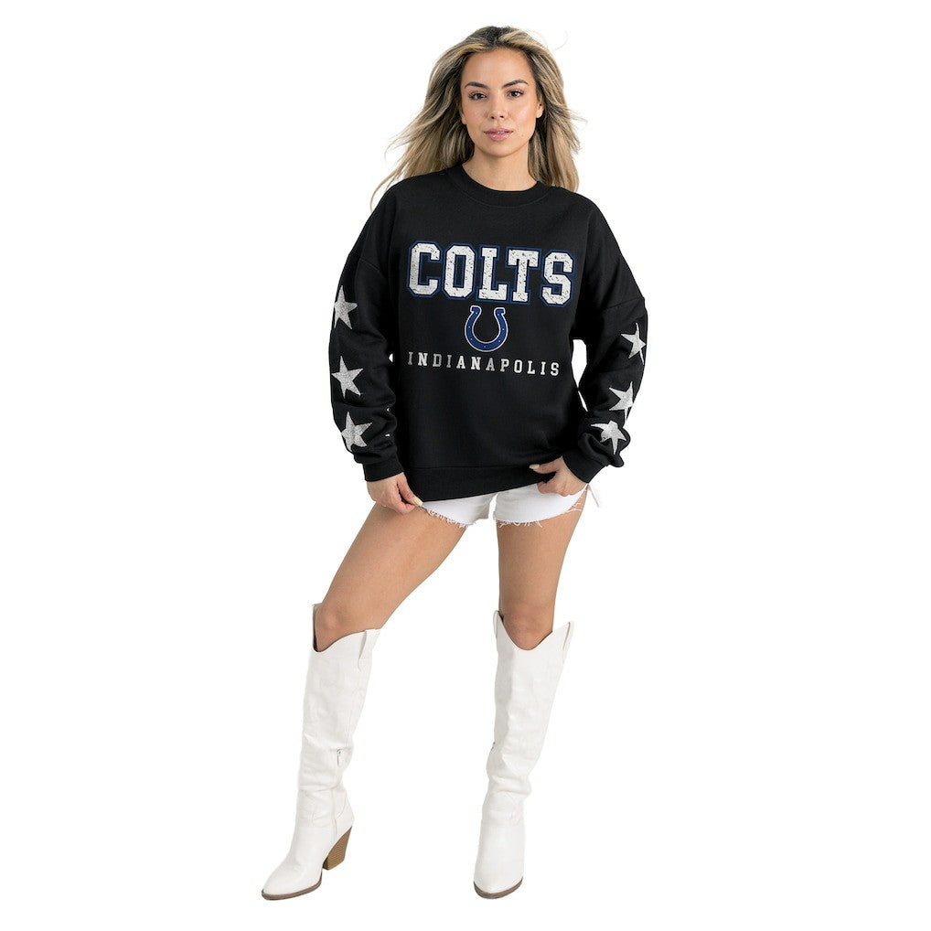 Indianapolis Colts Gameday Couture Women's Velocity Relaxed Rhinestone Pullover Sweatshirt | NFL US