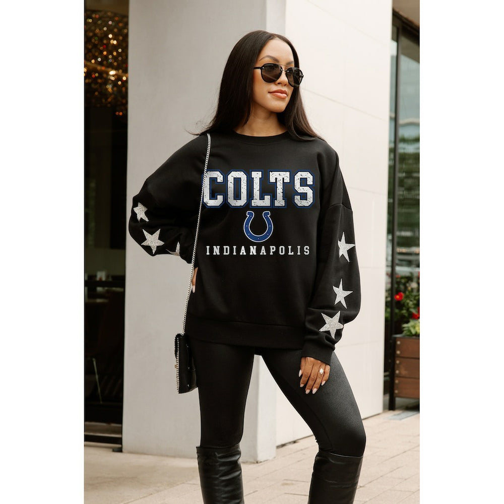 Indianapolis Colts Gameday Couture Women's Velocity Relaxed Rhinestone Pullover Sweatshirt | NFL US