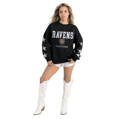 Baltimore Ravens Gameday Couture Women's Velocity Relaxed Rhinestone Pullover Sweatshirt | NFL US
