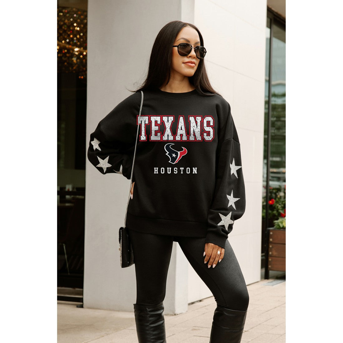 Houston Texans Gameday Couture Women's Velocity Relaxed Rhinestone Pullover Sweatshirt | NFL On sale