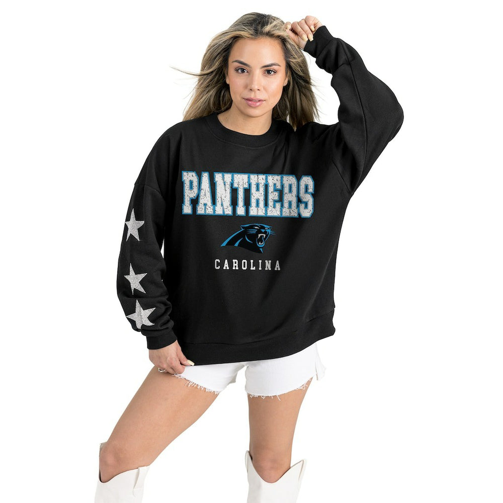 Carolina Panthers Gameday Couture Women's Velocity Relaxed Rhinestone Pullover Sweatshirt | NFL Online