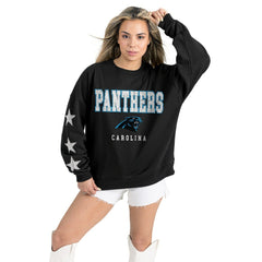 Carolina Panthers Gameday Couture Women's Velocity Relaxed Rhinestone Pullover Sweatshirt | NFL Online