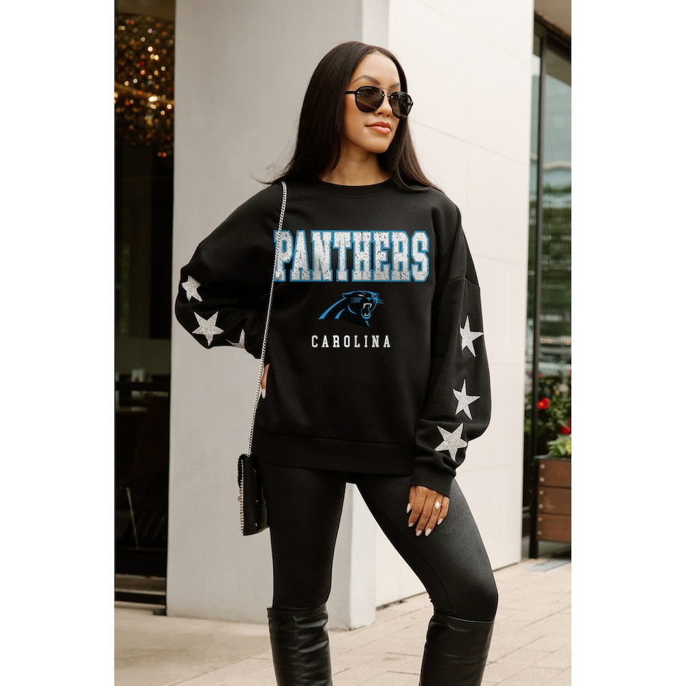 Carolina Panthers Gameday Couture Women's Velocity Relaxed Rhinestone Pullover Sweatshirt | NFL Online